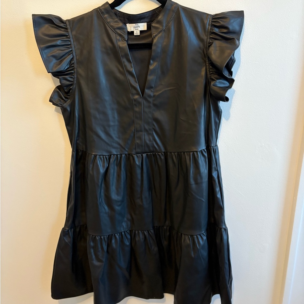 Entro Black Faux Leather Mini Dress